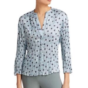 VINCE CAMELLIA PRINTED PLEATED BLOUSE